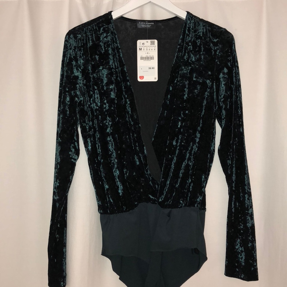 Emerald Green Velvet Zara Bodysuit